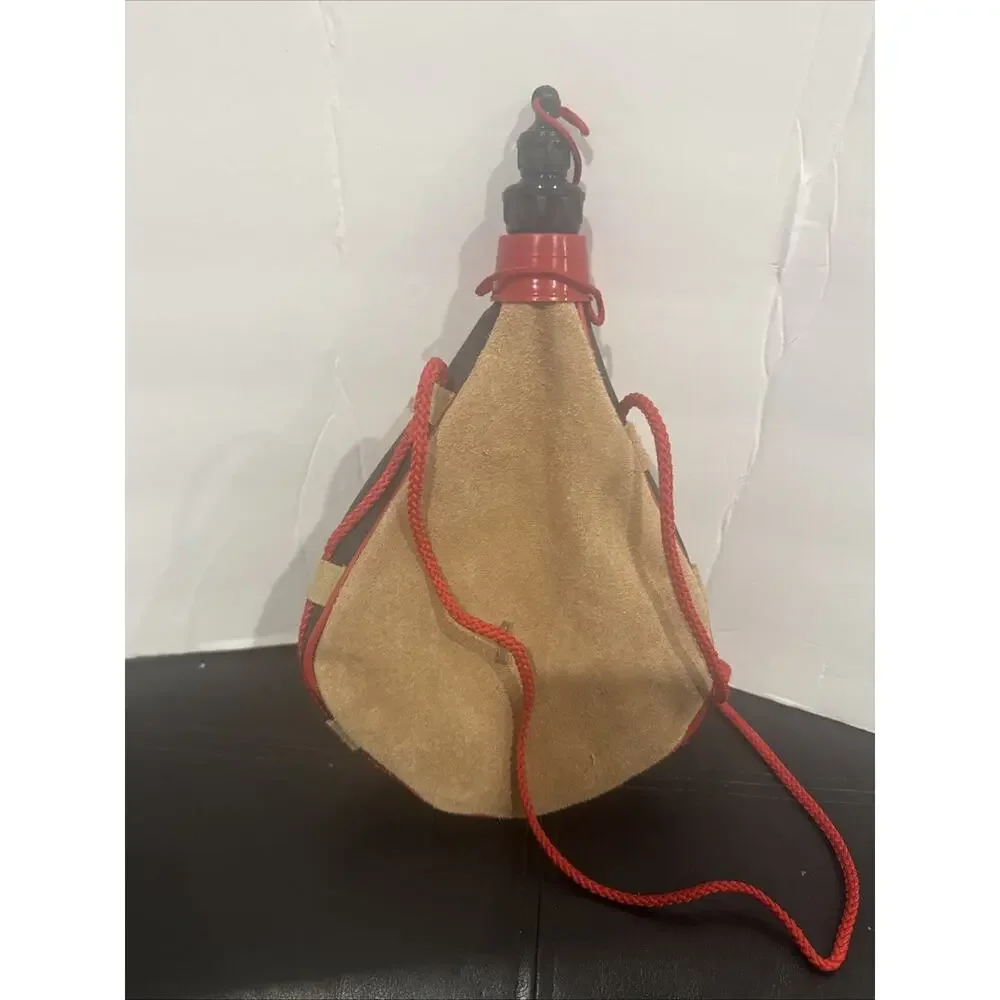 Vintage Spanish Leather Bota Wine Skin Recuerdo de Toledo Souvenir Flask Spain